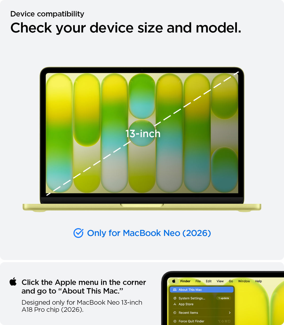 Schutzhülle für Apple MacBook Neo 13" [A18 Pro] 2026, Spigen Urban Fit, Grau (14/14)