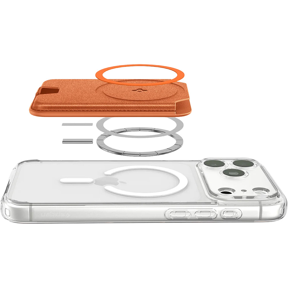 Kartenhalter für MagSafe, für 3 Karten, Spigen Valentinus Wallet, Orange