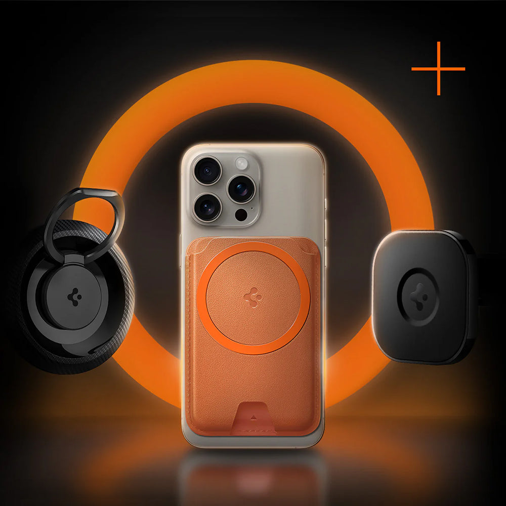 Kartenhalter für MagSafe, für 3 Karten, Spigen Valentinus Wallet, Orange