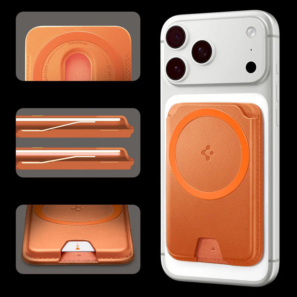 Kartenhalter für MagSafe, für 3 Karten, Spigen Valentinus Wallet, Orange