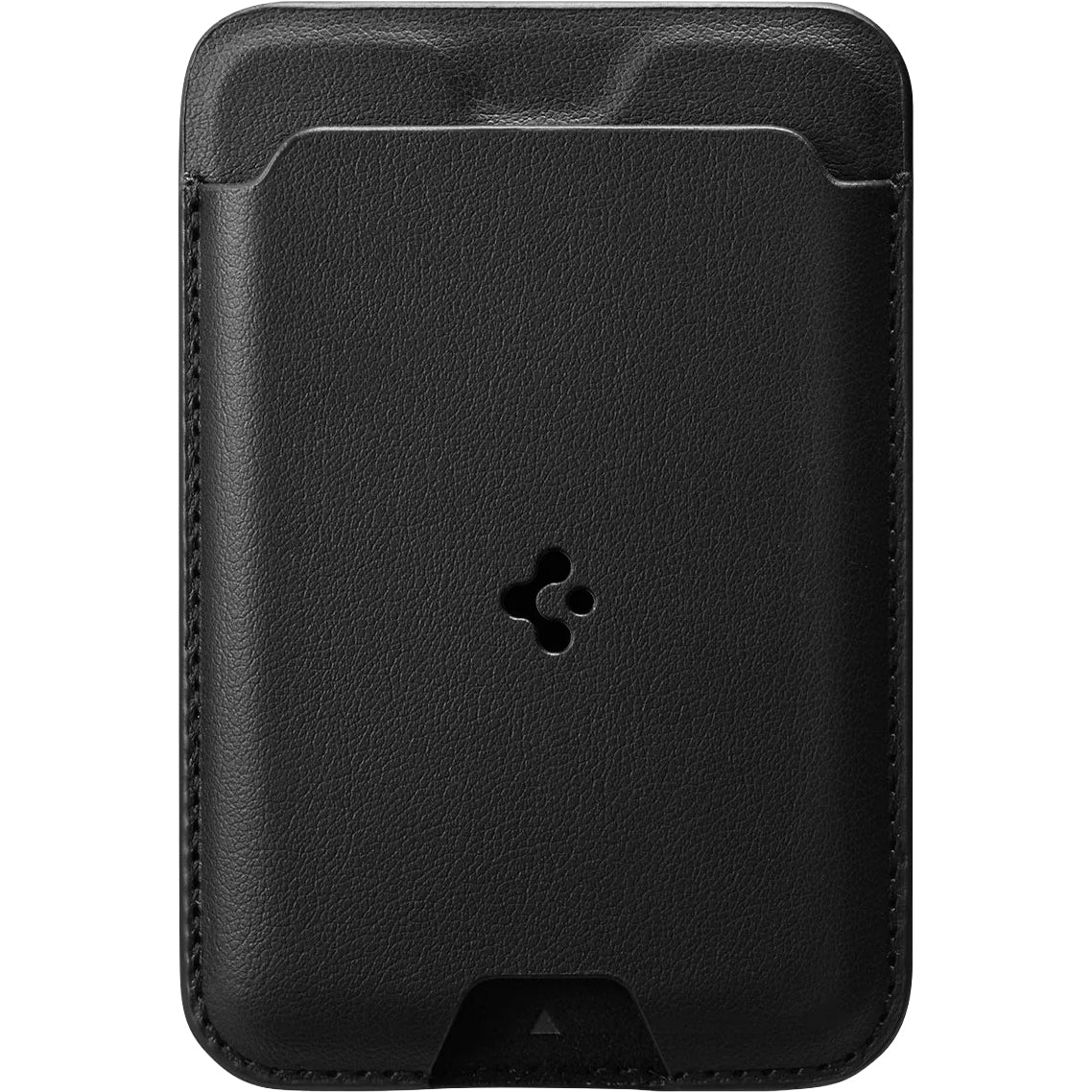 Kartenetui mit MagSafe Spigen Valentinus Mag Fit, veganem Leder, Schwarz