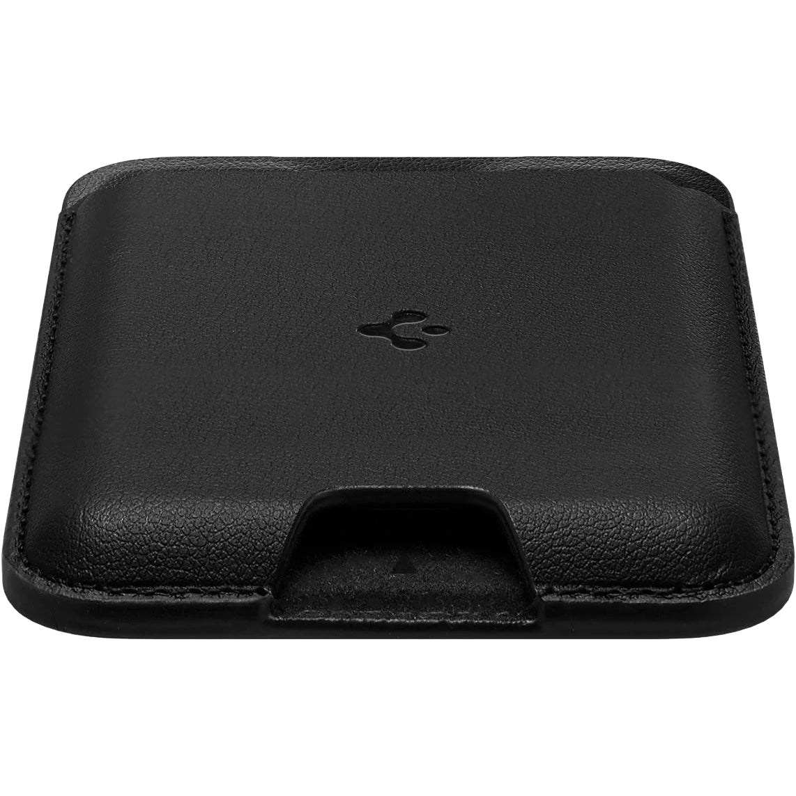 Kartenetui mit MagSafe Spigen Valentinus Mag Fit, veganem Leder, Schwarz