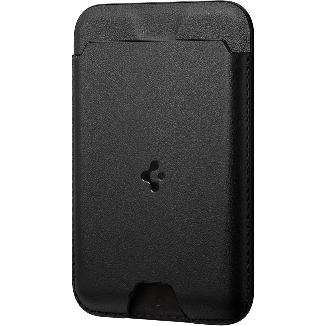 Kartenetui mit MagSafe Spigen Valentinus Mag Fit, veganem Leder, Schwarz