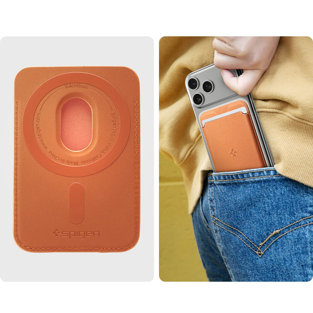 Magnetisches Kartenetui Spigen Valentinus Wallet für MagSafe, Orange