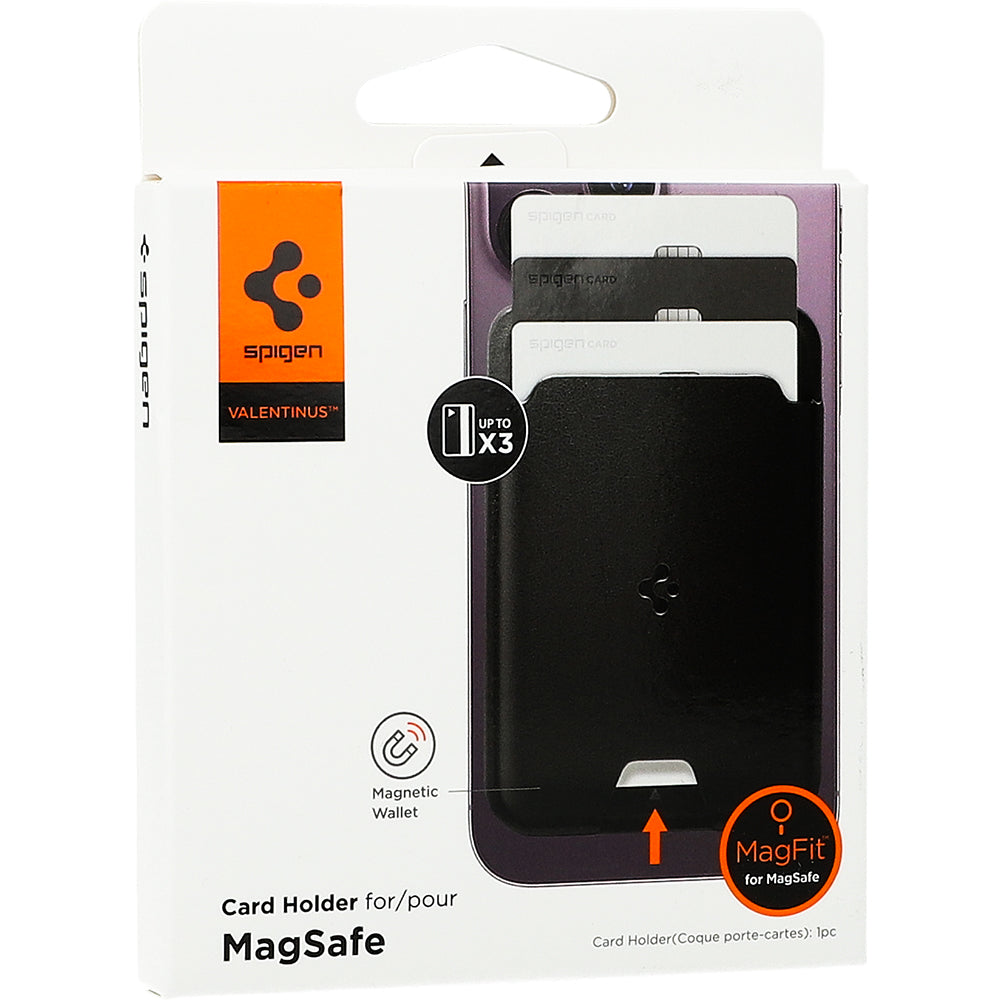 Magnetisches Kartenetui Spigen Valentinus Wallet für MagSafe, Schwarz