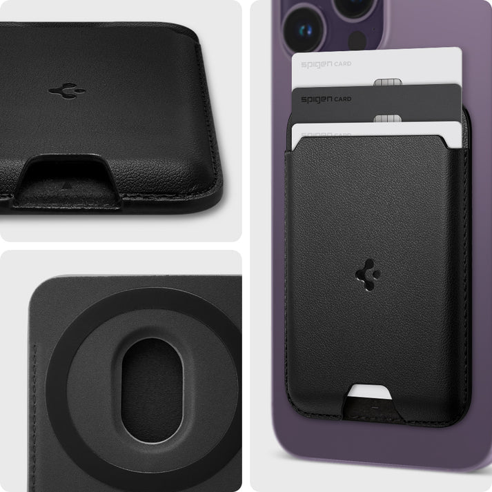 Magnetisches Kartenetui Spigen Valentinus Wallet für MagSafe, Schwarz