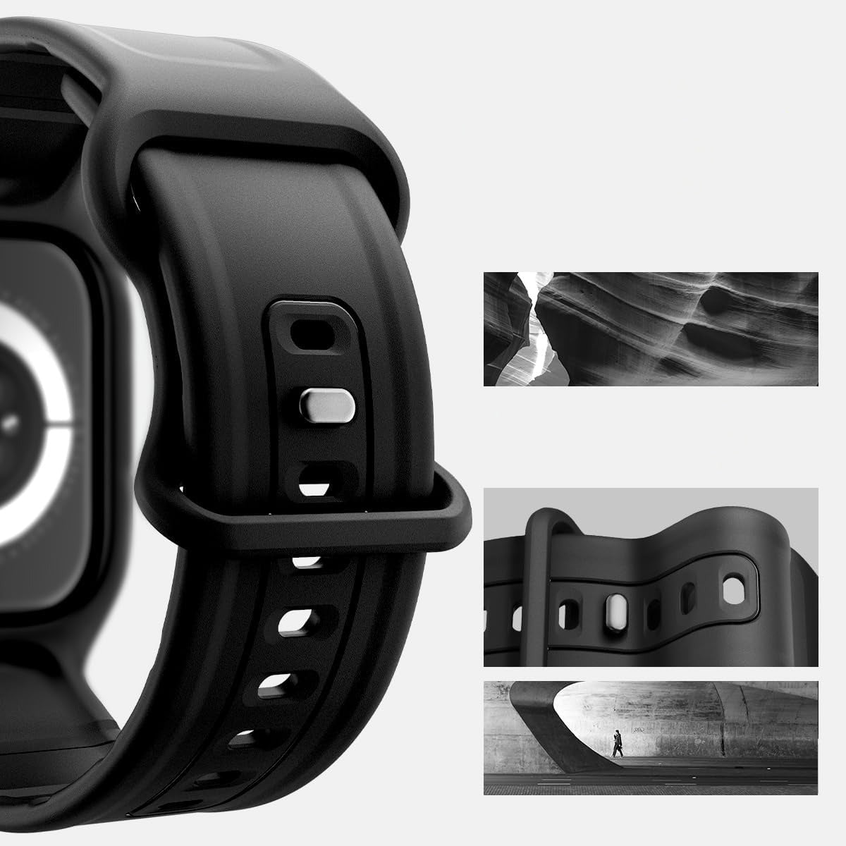 Hülle mit einem Armband für Apple Watch 11 / 10 (42 mm), Spigen Vault Pro, Schwarz