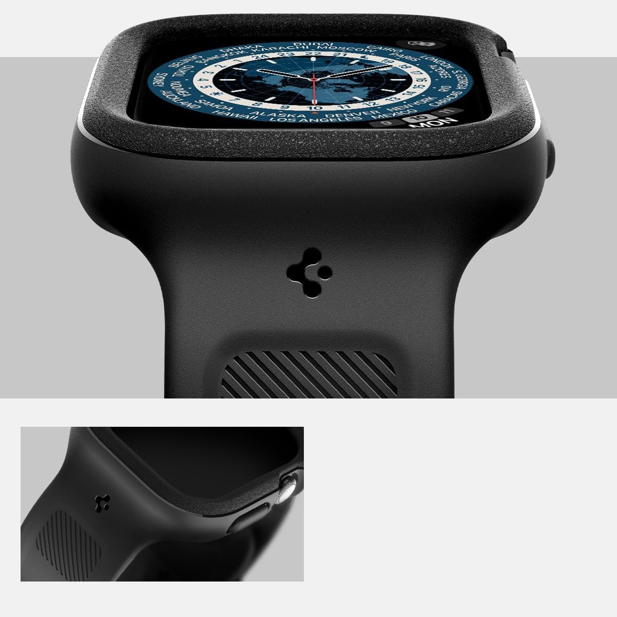 Hülle mit einem Armband für Apple Watch 11 / 10 (42 mm), Spigen Vault Pro, Schwarz