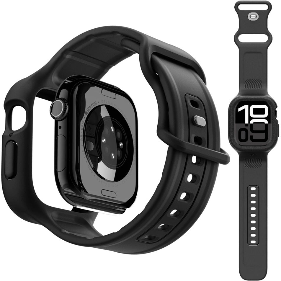 Hülle mit einem Armband für Apple Watch 11 / 10 (42 mm), Spigen Vault Pro, Schwarz