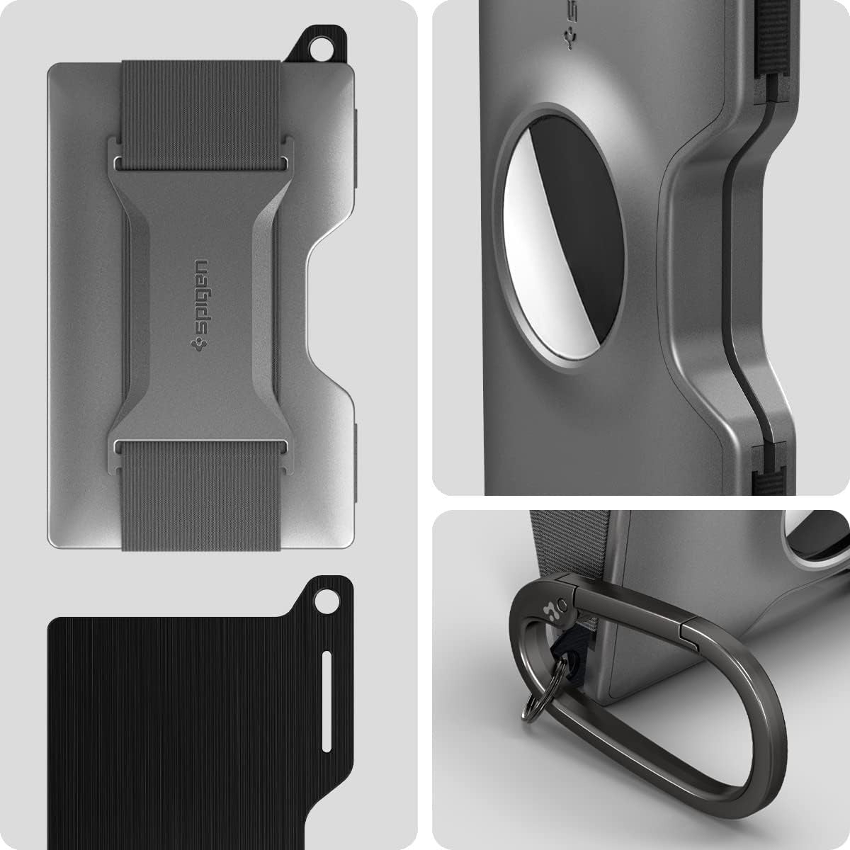 RFID-Kartenhülle Spigen Wallet S Card Holder KeyRing für Apple AirTag, Grau