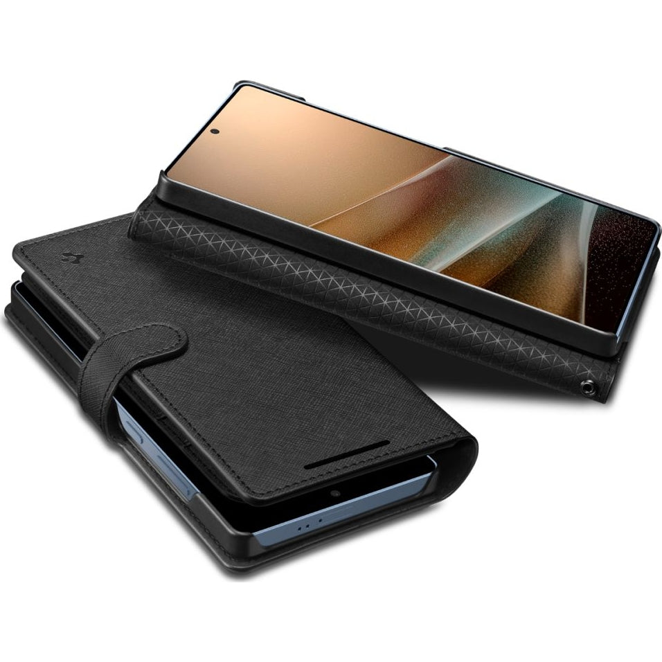 Handyhülle für Galaxy S25 Ultra, Spigen Wallet "S", Schwarz