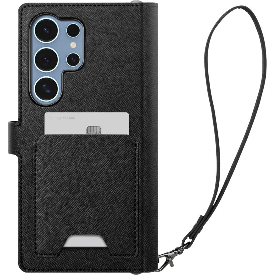 Handyhülle für Galaxy S25 Ultra, Spigen Wallet "S", Schwarz