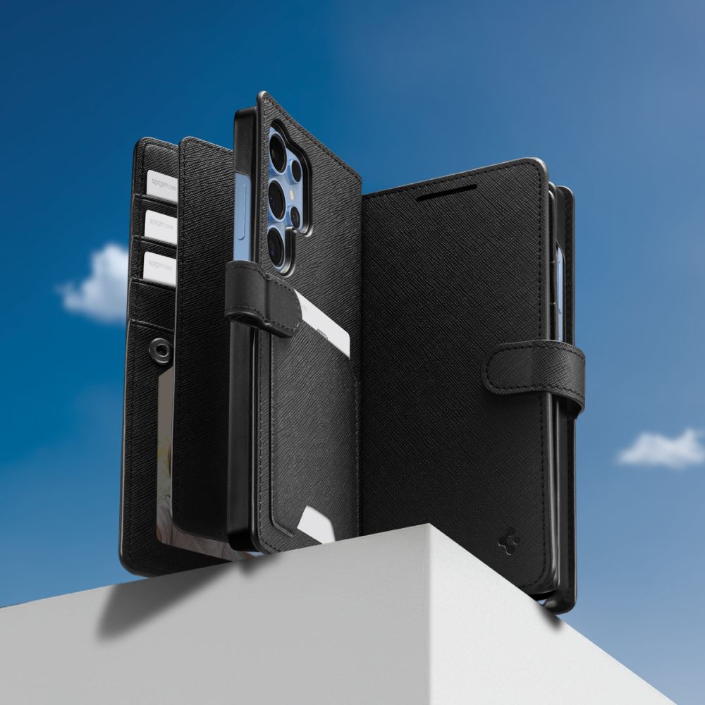 Handyhülle für Galaxy S25 Ultra, Spigen Wallet "S", Schwarz