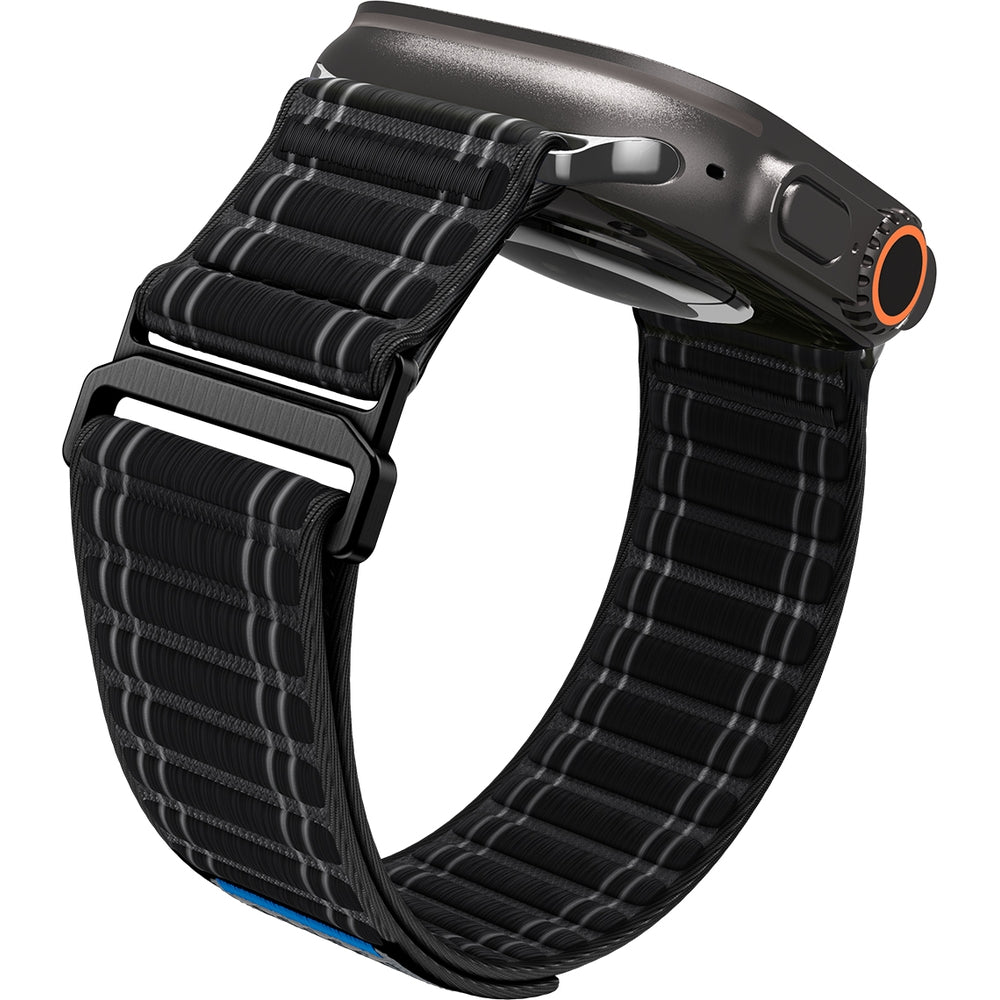 Nylon Armband für Apple Watch 49/46/45/44 mm, Spigen WBF0, Schwarz