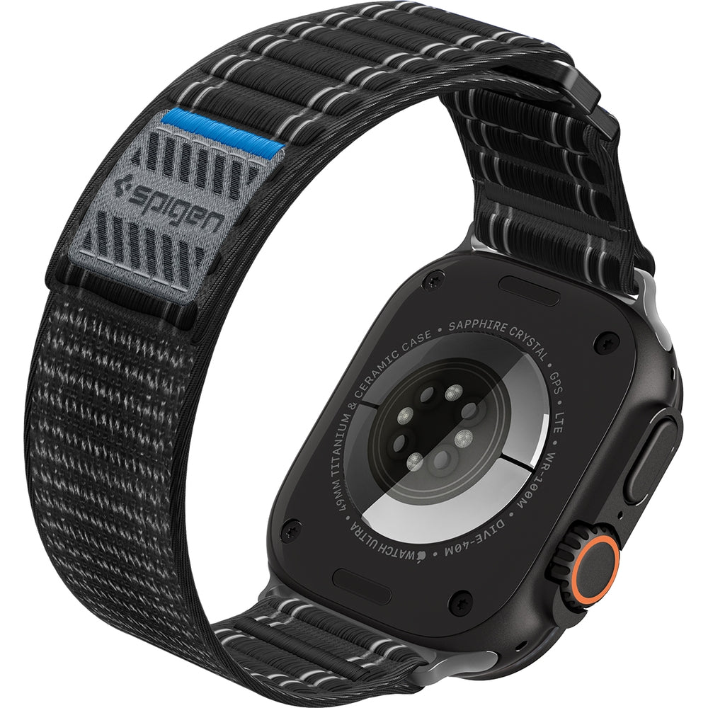 Nylon Armband für Apple Watch 49/46/45/44 mm, Spigen WBF0, Schwarz