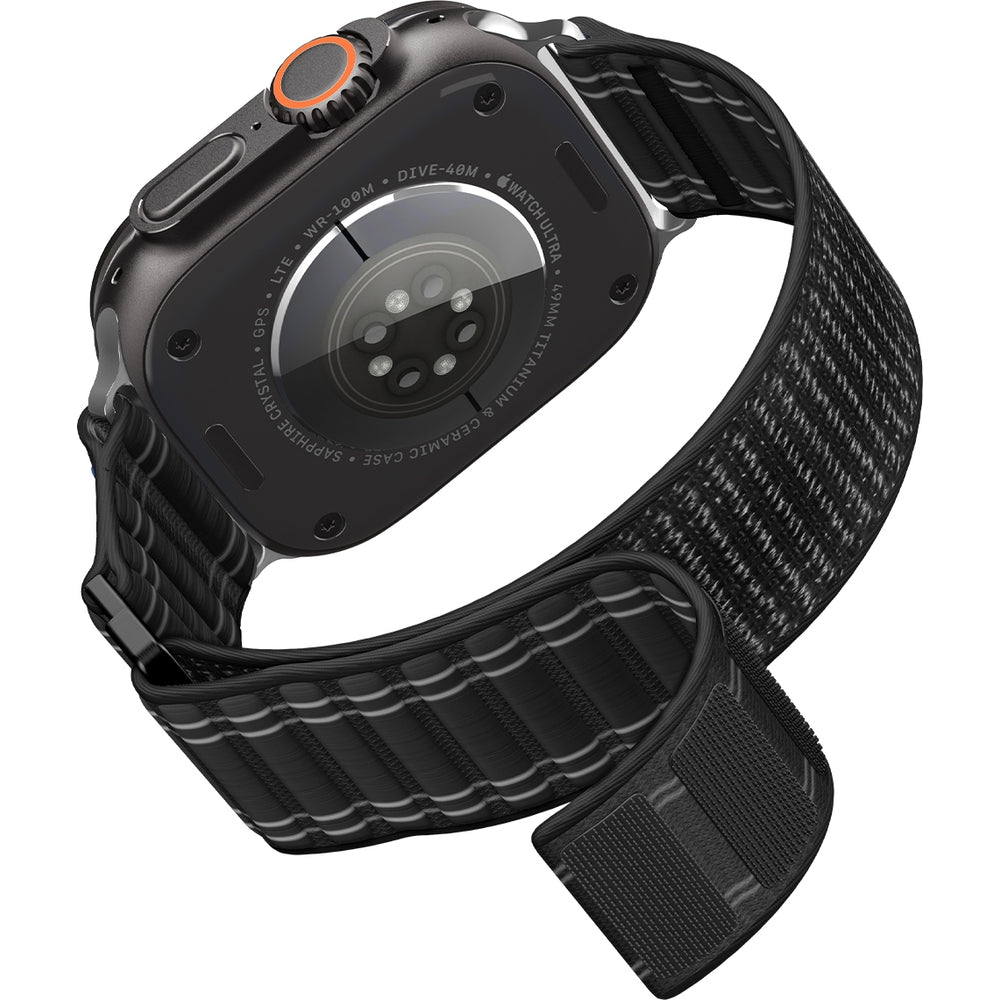 Nylon Armband für Apple Watch 49/46/45/44 mm, Spigen WBF0, Schwarz