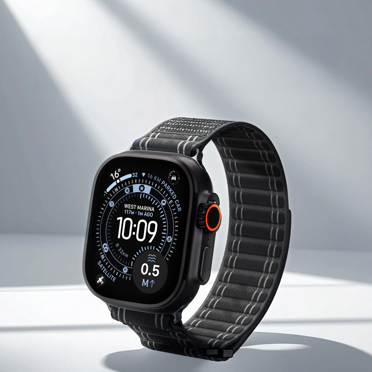 Nylon Armband für Apple Watch 49/46/45/44 mm, Spigen WBF0, Schwarz