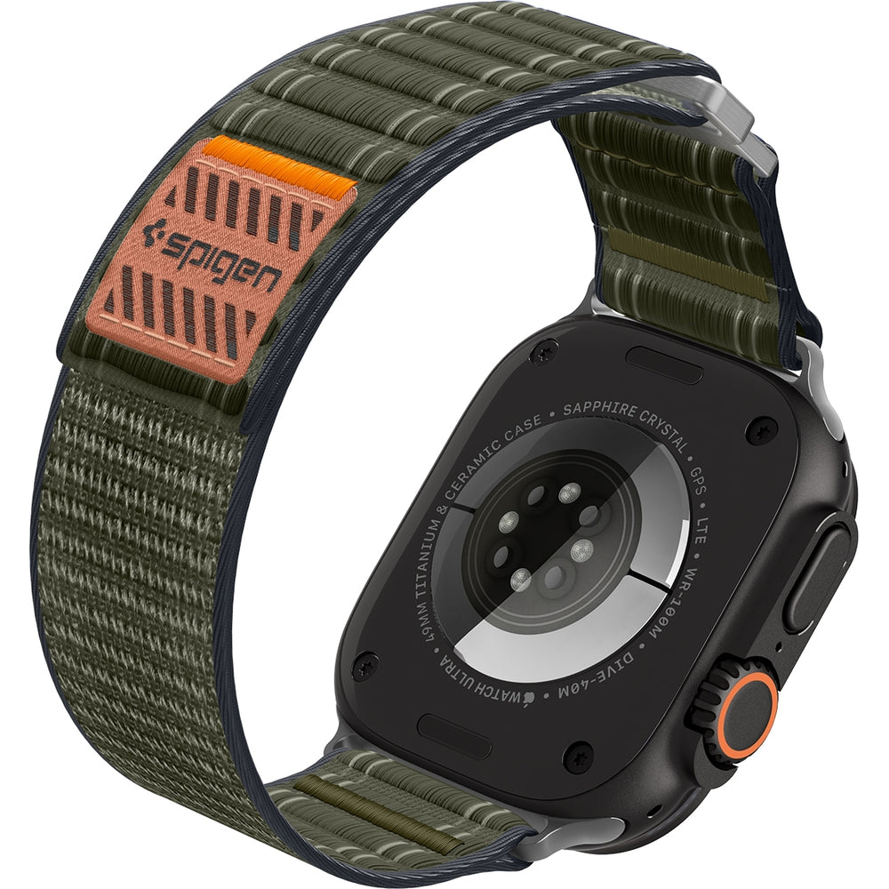 Nylon Armband für Apple Watch 49/46/45/44 mm, Spigen WBF0, Grün