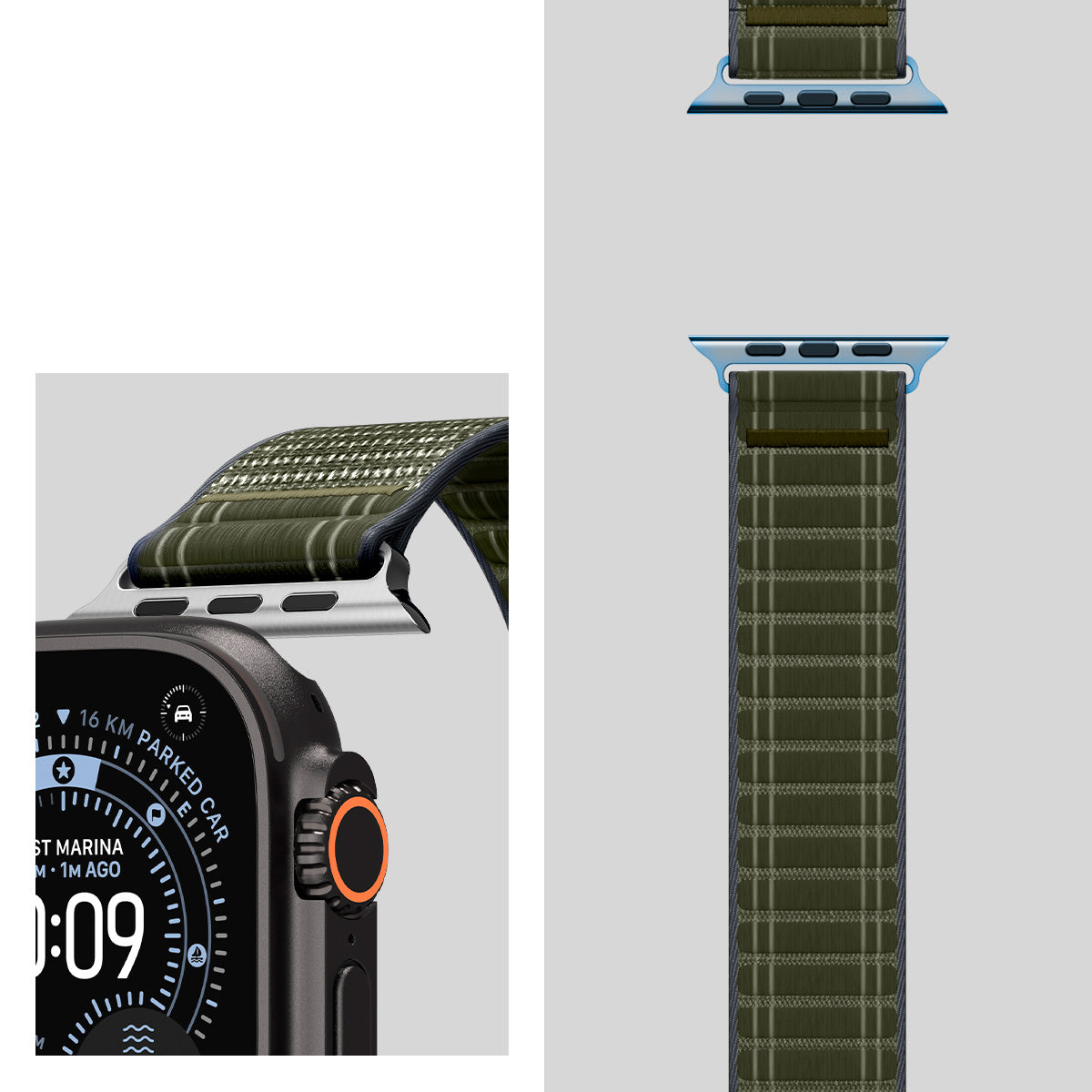Nylon Armband für Apple Watch 49/46/45/44 mm, Spigen WBF0, Grün
