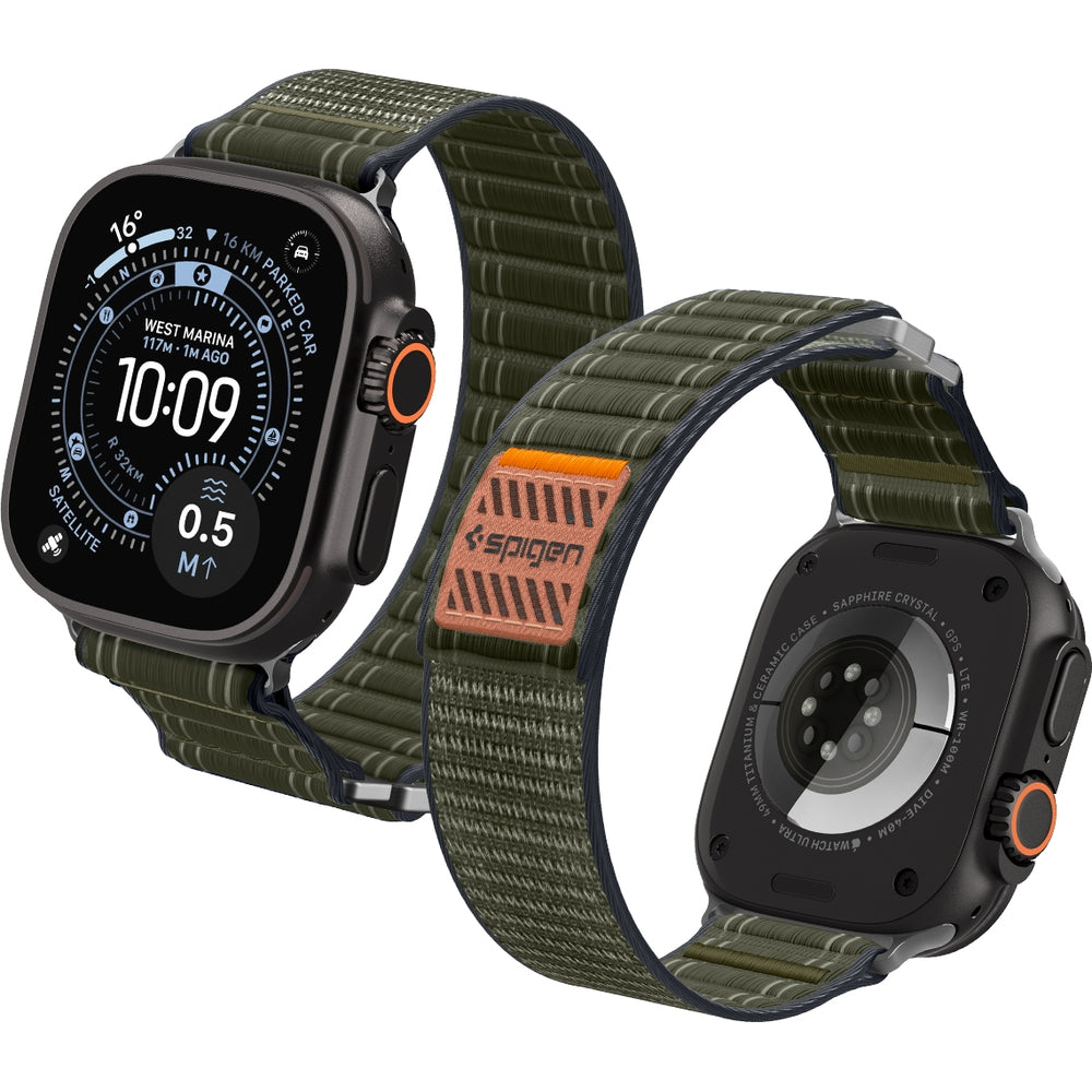 Nylon Armband für Apple Watch 49/46/45/44 mm, Spigen WBF0, Grün