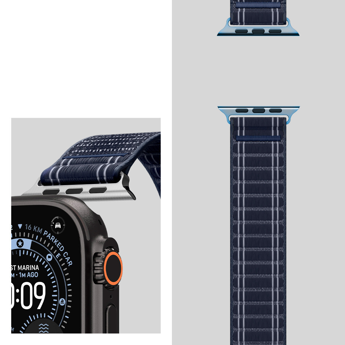 Nylon Armband für Apple Watch 49/46/45/44 mm, Spigen WBF0, Dunkelblau