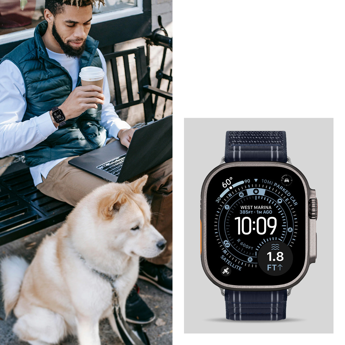 Nylon Armband für Apple Watch 49/46/45/44 mm, Spigen WBF0, Dunkelblau