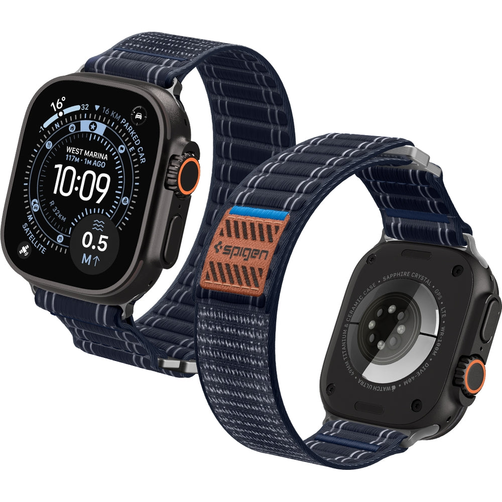 Nylon Armband für Apple Watch 49/46/45/44 mm, Spigen WBF0, Dunkelblau