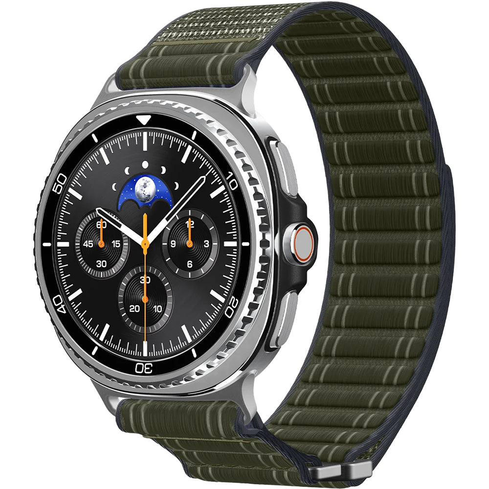 Nylon Armband für Galaxy Watch 8 / 8 Classic, Spigen WBF0, Dunkelgrün