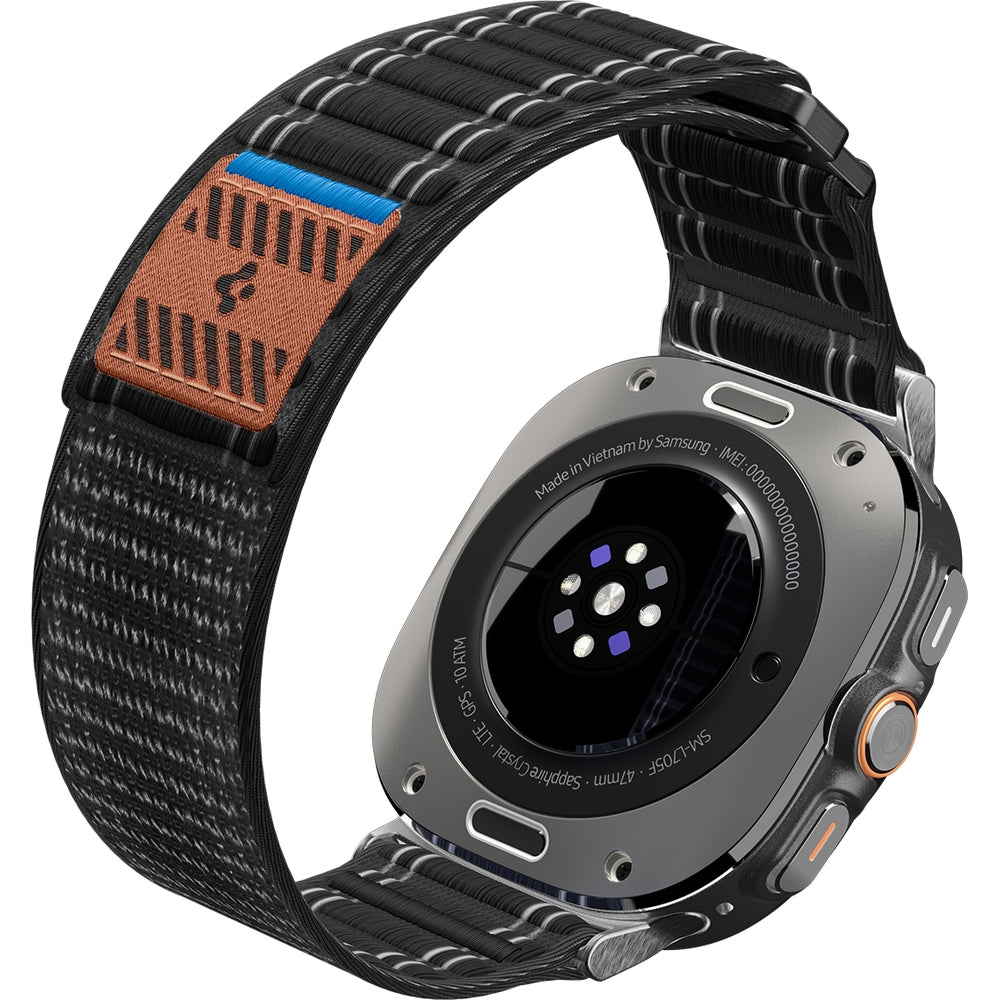 Nylon Armband für Galaxy Watch Ultra 2 / 1, Spigen WBF0, Schwarz