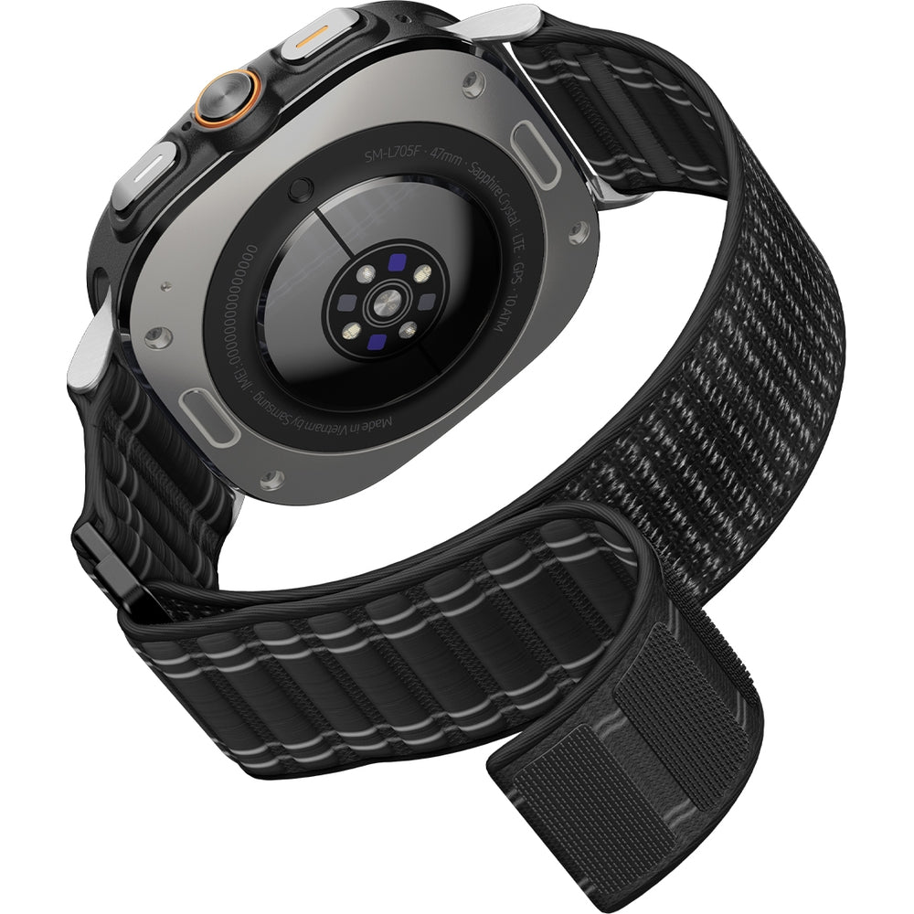 Nylon Armband für Galaxy Watch Ultra 2 / 1, Spigen WBF0, Schwarz