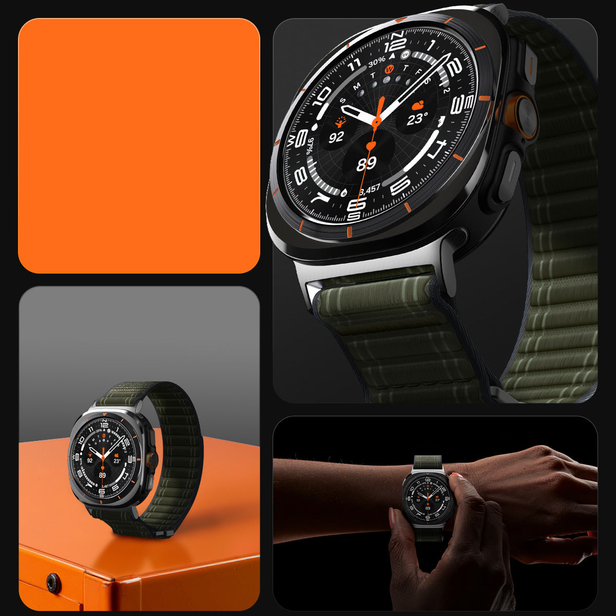 Nylon Armband für Galaxy Watch Ultra 2 / 1, Spigen WBF0, Grün