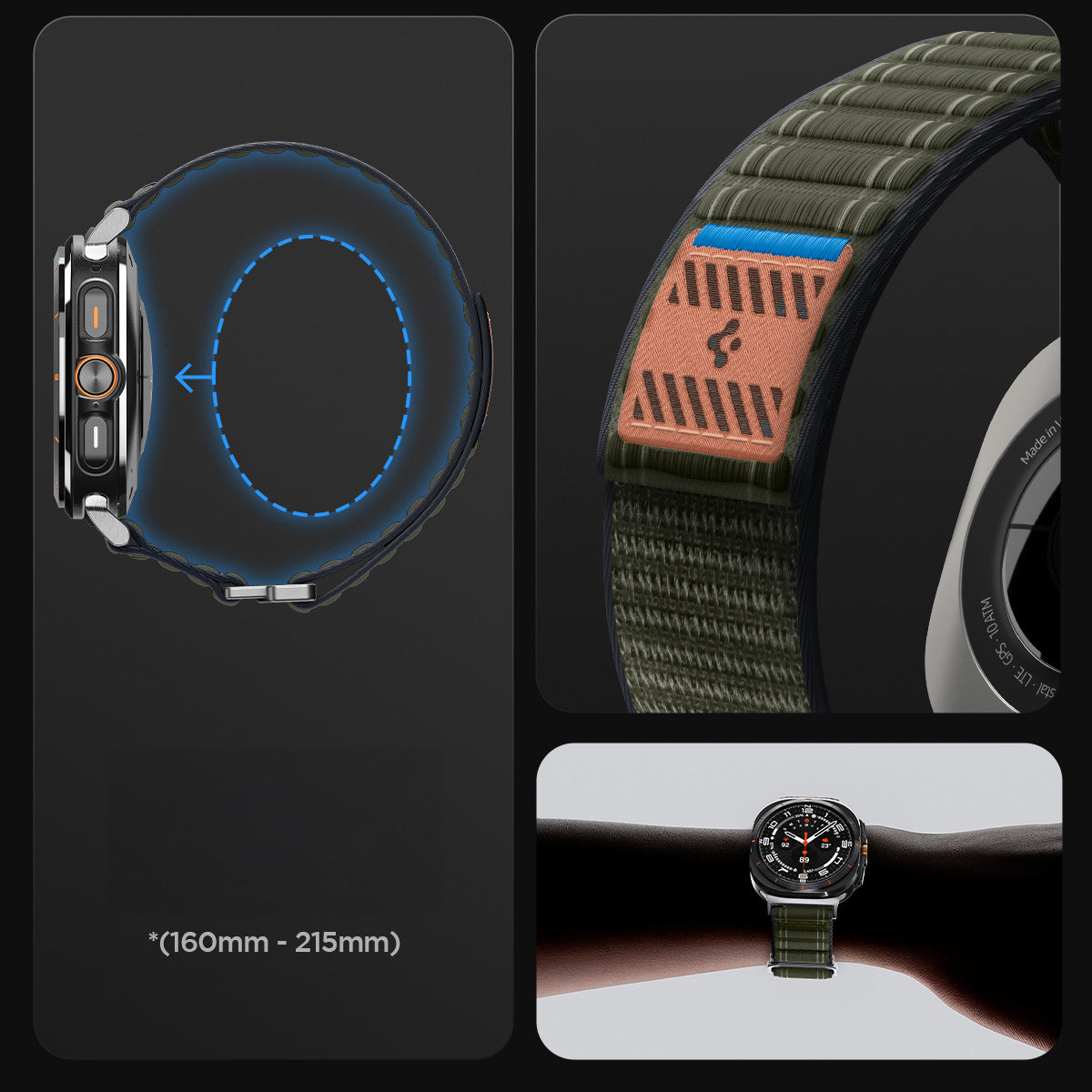 Nylon Armband für Galaxy Watch Ultra 2 / 1, Spigen WBF0, Grün