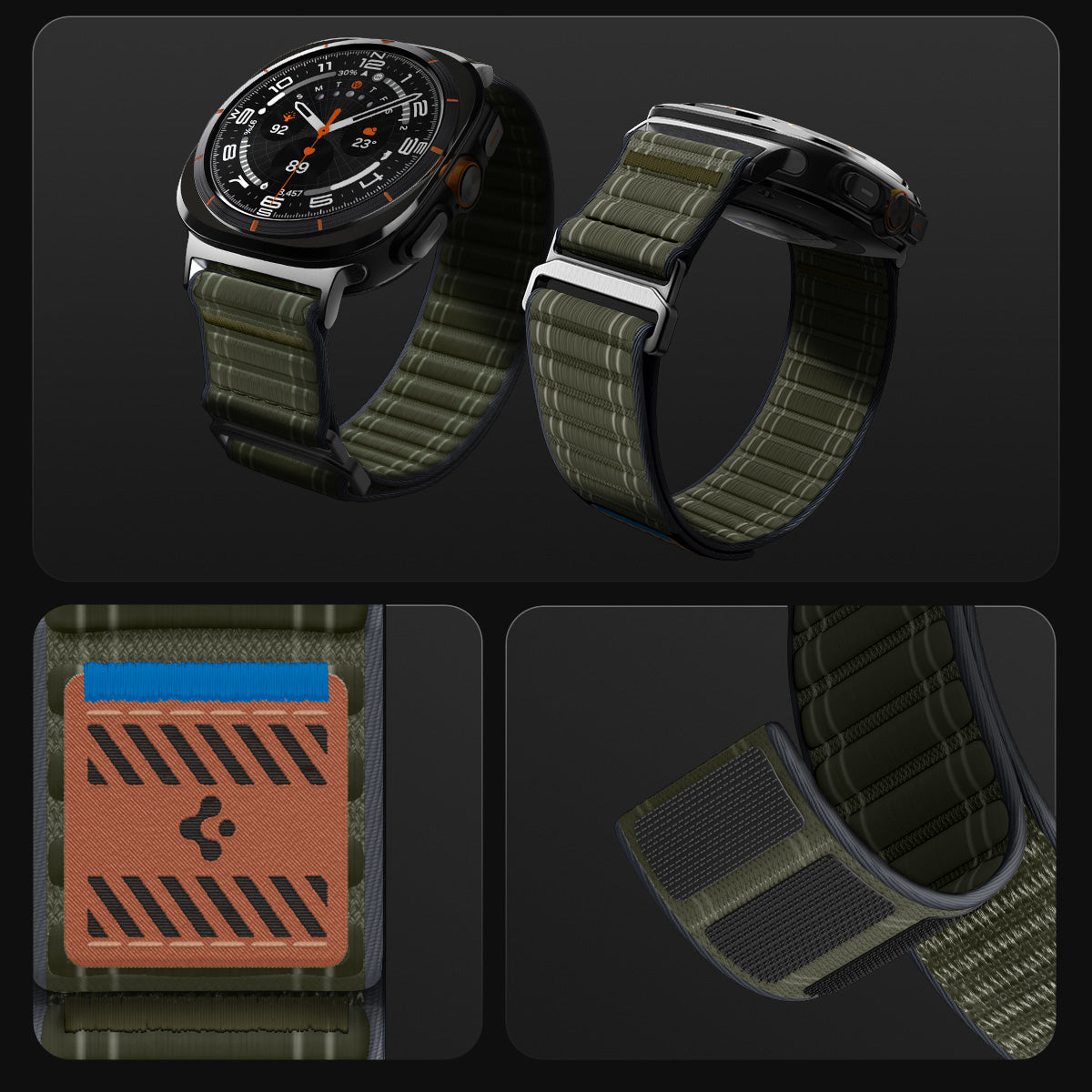 Nylon Armband für Galaxy Watch Ultra 2 / 1, Spigen WBF0, Grün