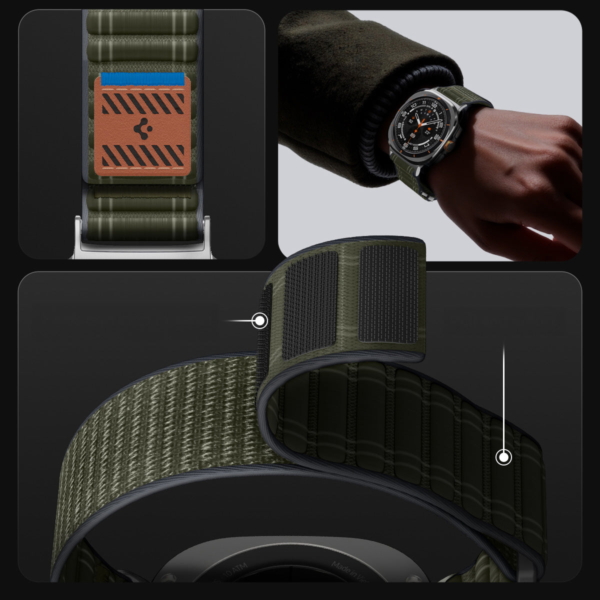 Nylon Armband für Galaxy Watch Ultra 2 / 1, Spigen WBF0, Grün