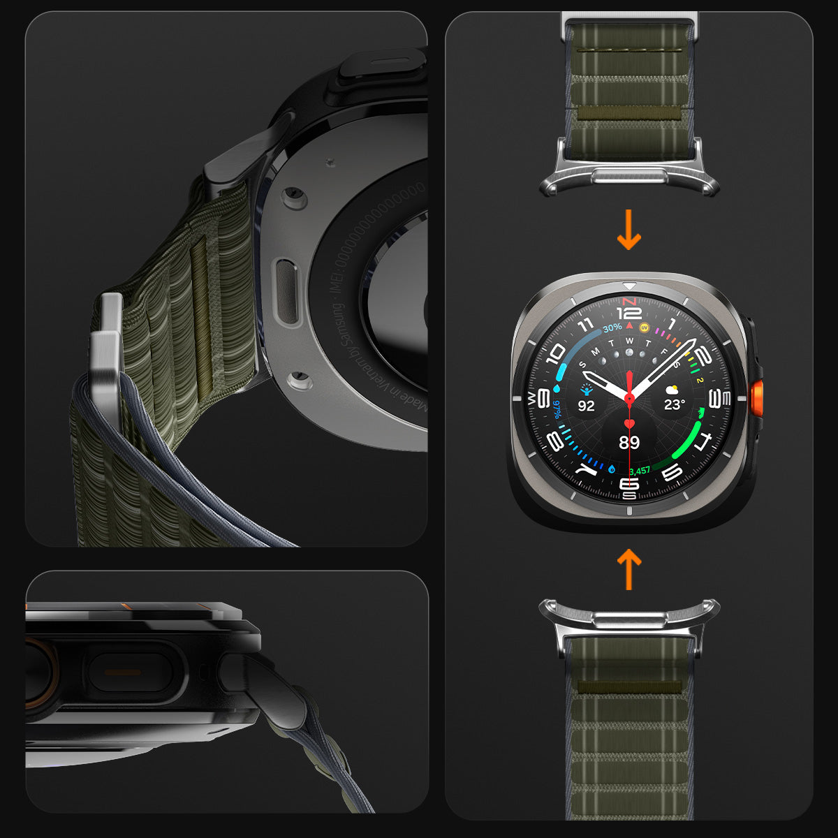 Nylon Armband für Galaxy Watch Ultra 2 / 1, Spigen WBF0, Grün