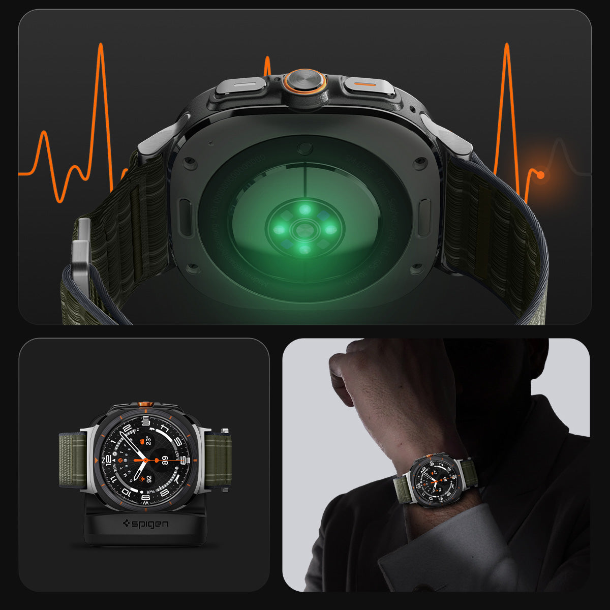 Nylon Armband für Galaxy Watch Ultra 2 / 1, Spigen WBF0, Grün
