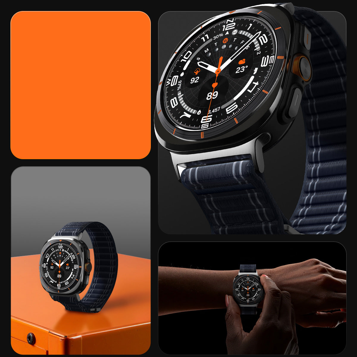 Nylon Armband für Galaxy Watch Ultra 2 / 1, Spigen WBF0, Dunkelblau