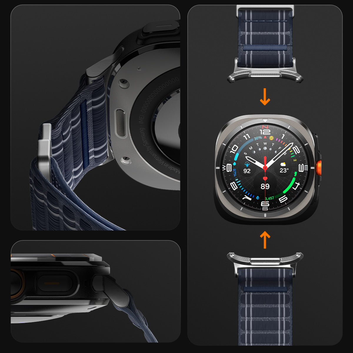 Nylon Armband für Galaxy Watch Ultra 2 / 1, Spigen WBF0, Dunkelblau