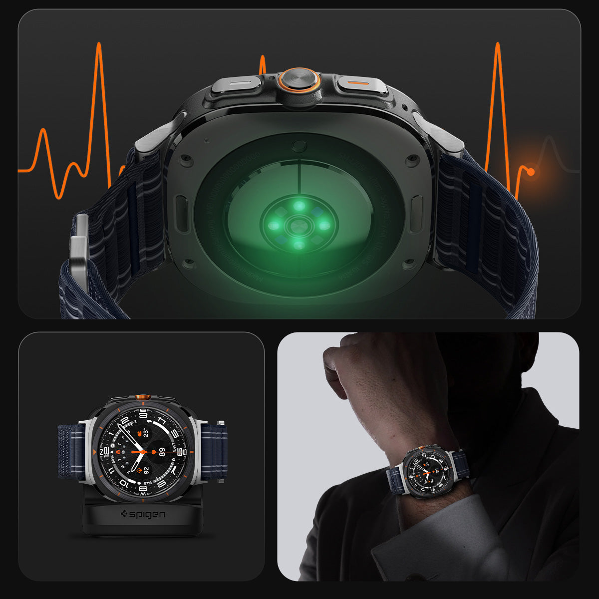Nylon Armband für Galaxy Watch Ultra 2 / 1, Spigen WBF0, Dunkelblau
