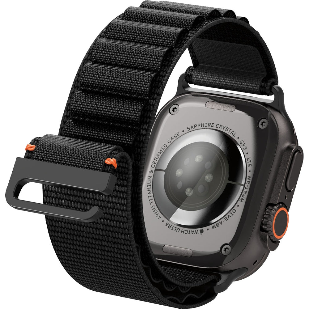 Armband für Apple Watch 49/46/45/44 mm, Spigen WBF1 Band, Schwarz