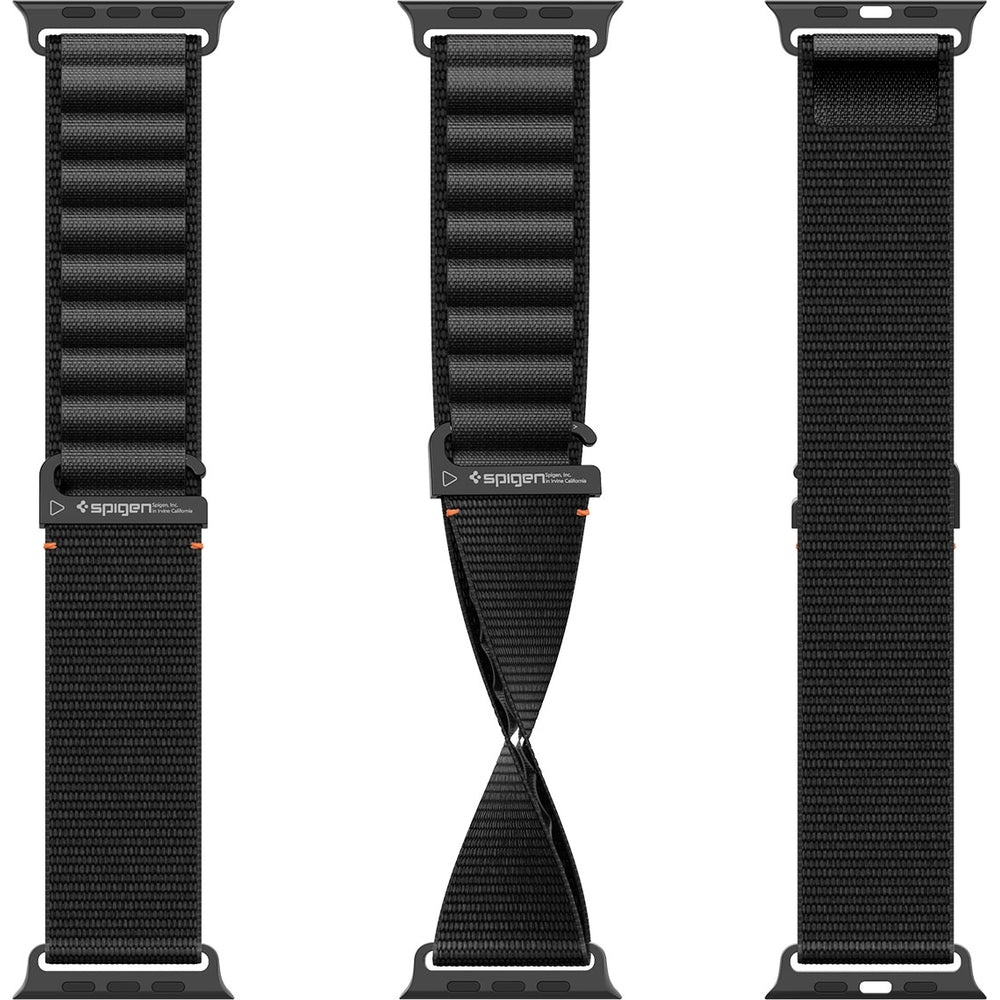 Armband für Apple Watch 49/46/45/44 mm, Spigen WBF1 Band, Schwarz
