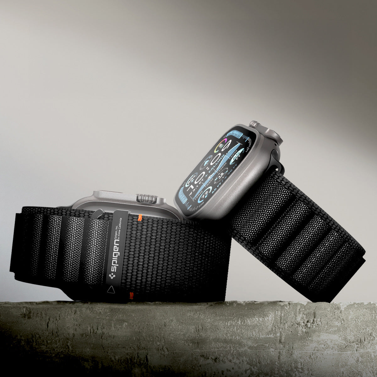 Armband für Apple Watch 49/46/45/44 mm, Spigen WBF1 Band, Schwarz