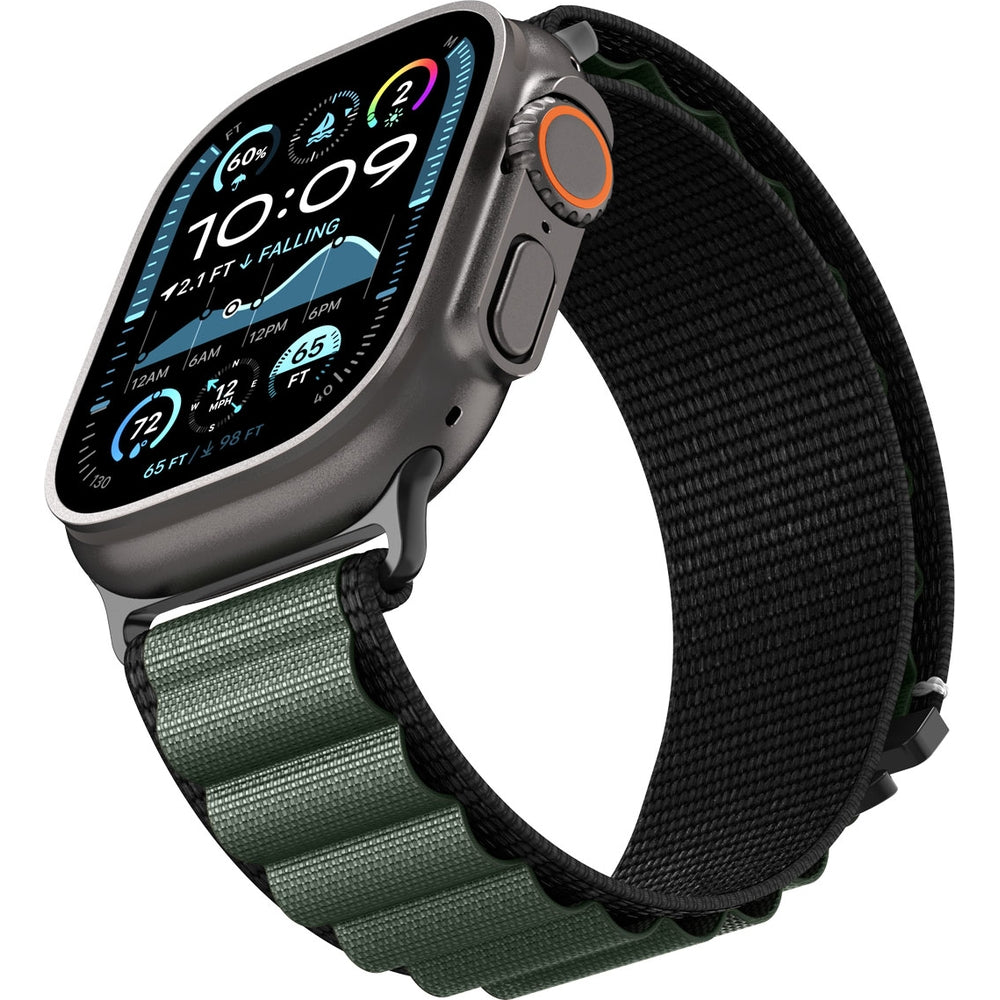 Armband für Apple Watch 49/46/45/44 mm, Spigen WBF1 Band, Schwarz-Grün