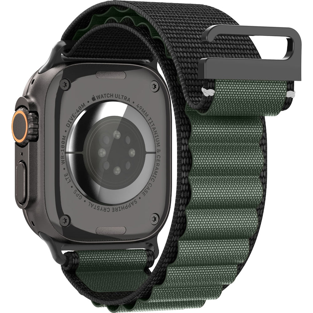 Armband für Apple Watch 49/46/45/44 mm, Spigen WBF1 Band, Schwarz-Grün