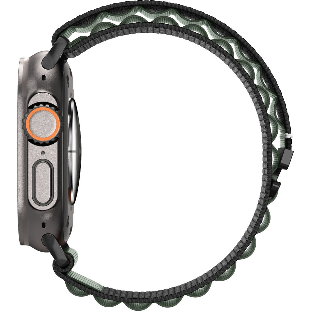 Armband für Apple Watch 49/46/45/44 mm, Spigen WBF1 Band, Schwarz-Grün