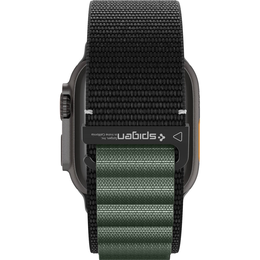 Armband für Apple Watch 49/46/45/44 mm, Spigen WBF1 Band, Schwarz-Grün