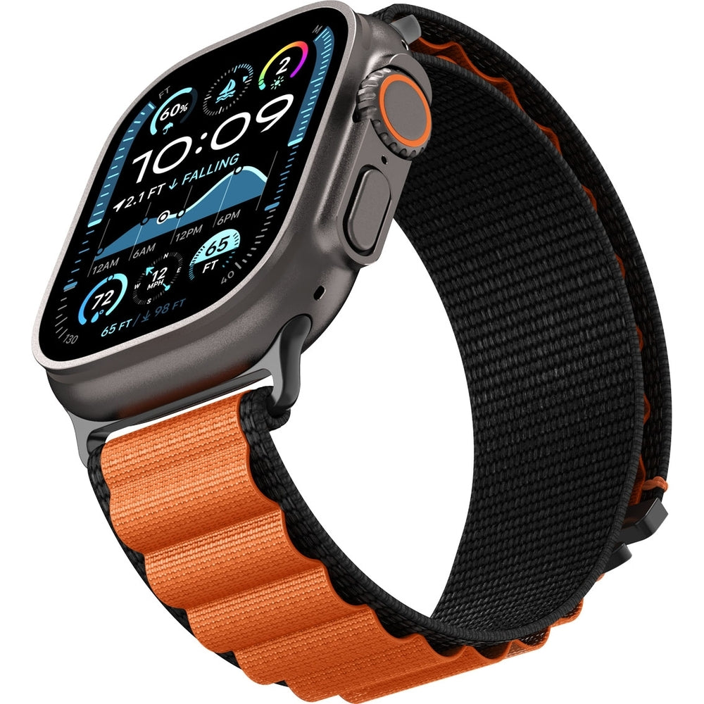 Armband für Apple Watch 49/46/45/44 mm, Spigen WBF1 Band, Schwarz-Orange