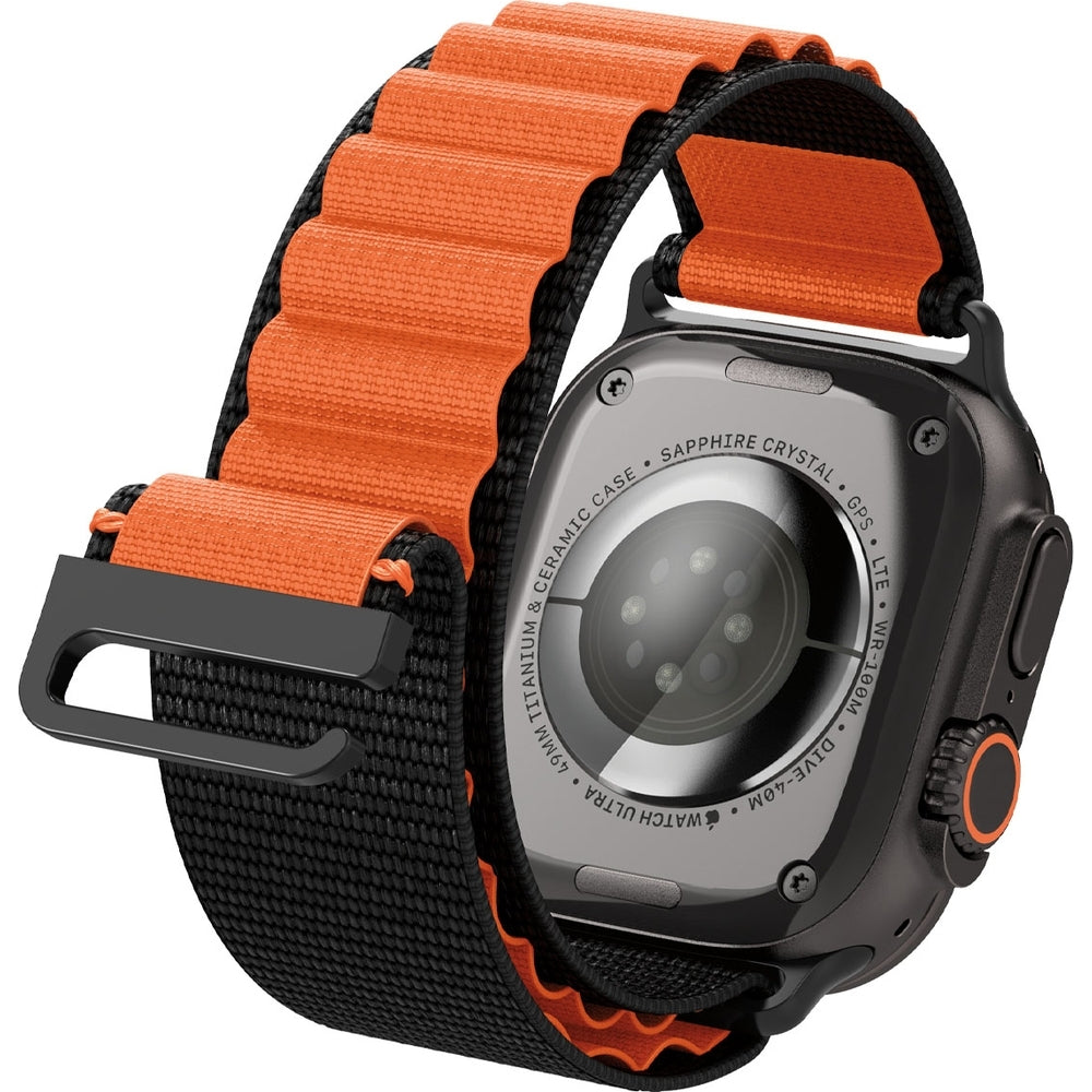 Armband für Apple Watch 49/46/45/44 mm, Spigen WBF1 Band, Schwarz-Orange