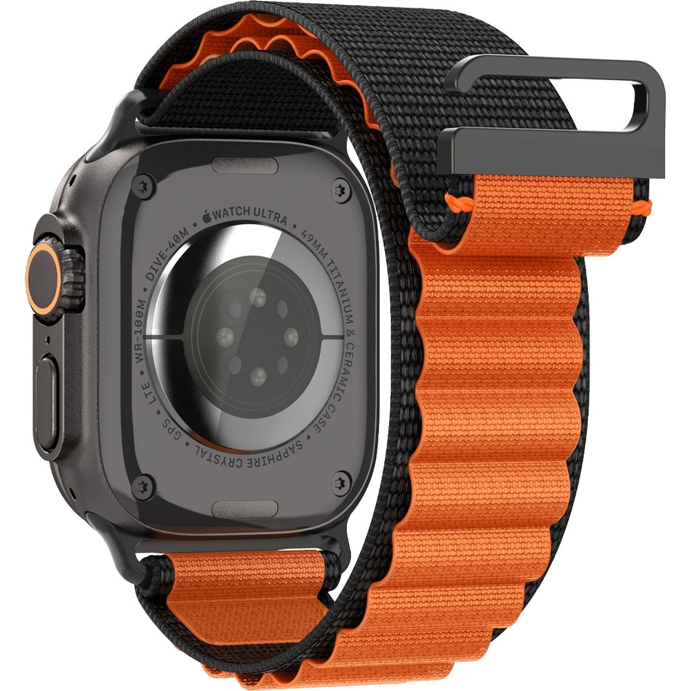 Armband für Apple Watch 49/46/45/44 mm, Spigen WBF1 Band, Schwarz-Orange