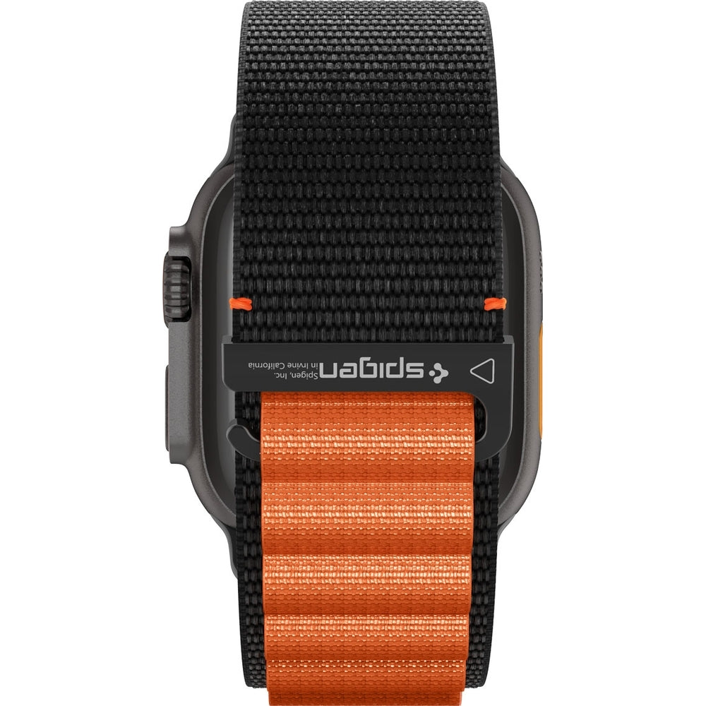 Armband für Apple Watch 49/46/45/44 mm, Spigen WBF1 Band, Schwarz-Orange
